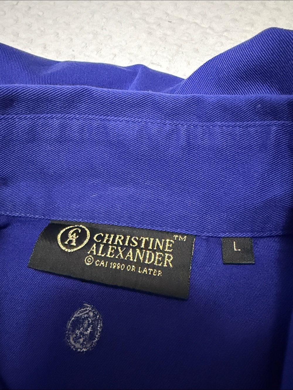 Christine Alexander Cobalt Blue Button-Down Top Embellished Collar Size Large - Picture 9 of 15